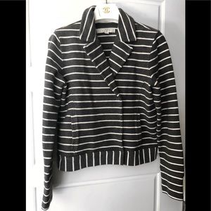 LOFT Blazer Gray & white stripes bomber moto